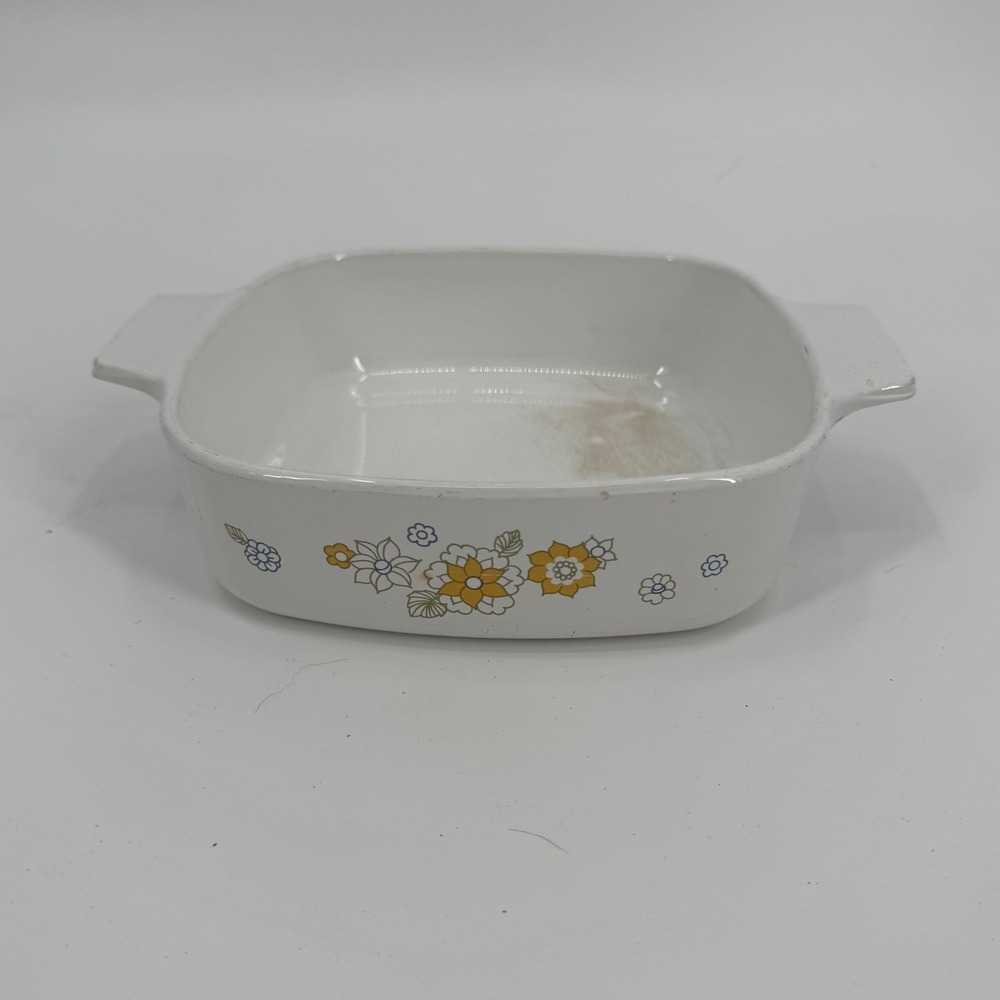 Vintage Corning Ware Floral Bouquet 1 Qt Casserole Dish A-1-B White Floral Baker